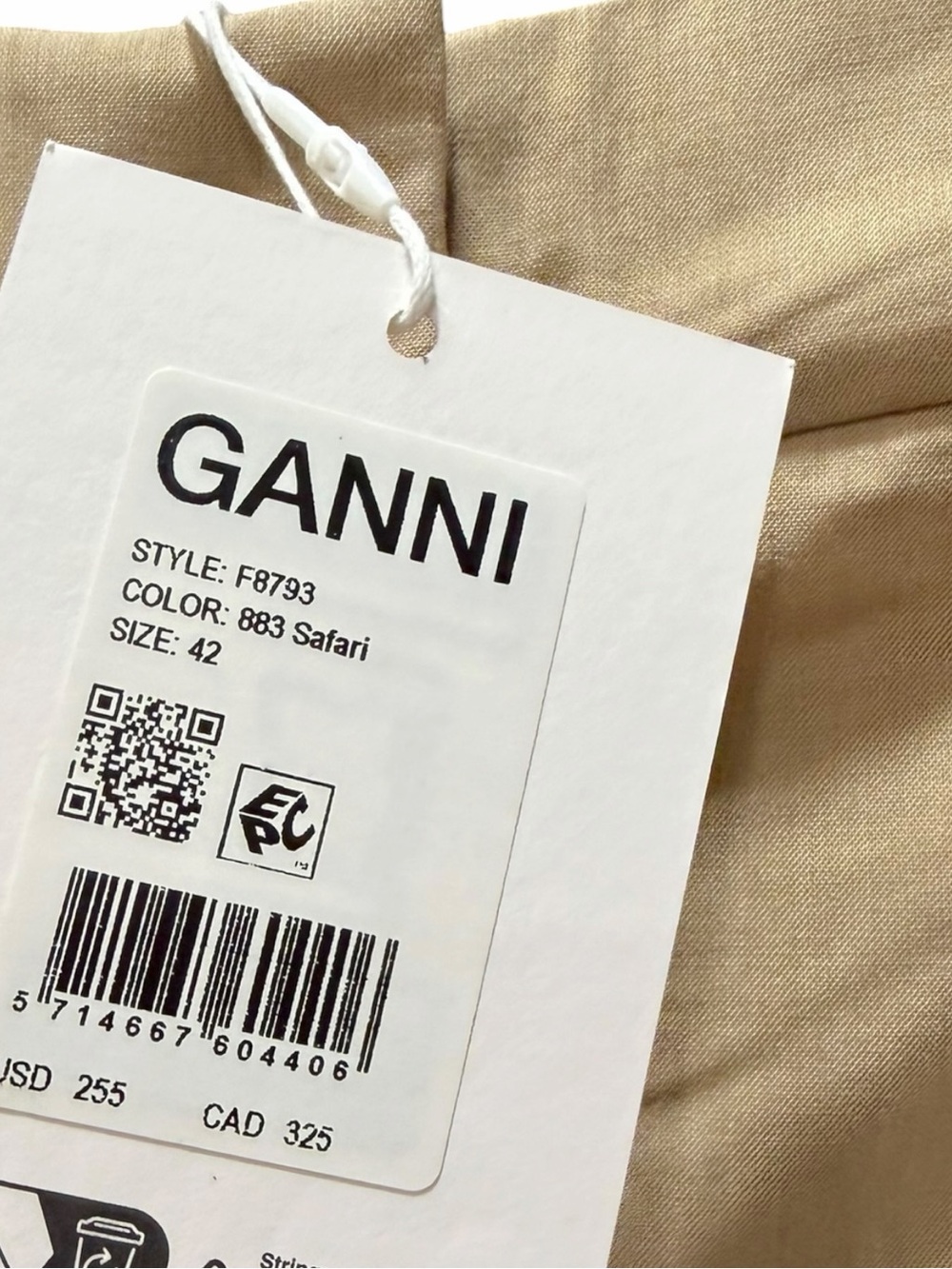 NWT GANNI Safari Beige Drapy Crop Trousers Size 42 / US Large - Picture 3 of 13